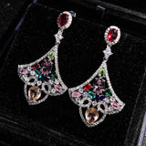 Ethnic Crystal Dangle Earrings Bling Zirconia Jewelry Gift