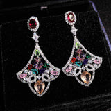 Ethnic Crystal Dangle Earrings Bling Zirconia Jewelry Gift