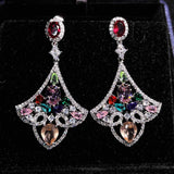 Ethnic Crystal Dangle Earrings Bling Zirconia Jewelry Gift