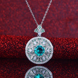 Green Zircon Butterfly Pendant Necklace Short Chain Choker