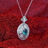 Green Zircon Butterfly Pendant Necklace Short Chain Choker