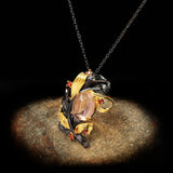 Geometrical Pendant Necklace Natural Agate Zircon Two Tone Clavicle Chains