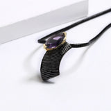 Purple CZ Crystal Pendant Necklace Gothic Style Women Charms