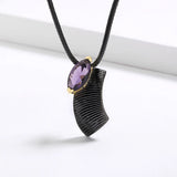 Purple CZ Crystal Pendant Necklace Gothic Style Women Charms