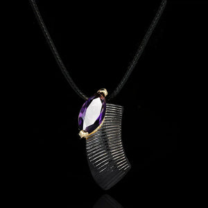 Purple CZ Crystal Pendant Necklace Gothic Style Women Charms