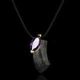 Purple CZ Crystal Pendant Necklace Gothic Style Women Charms
