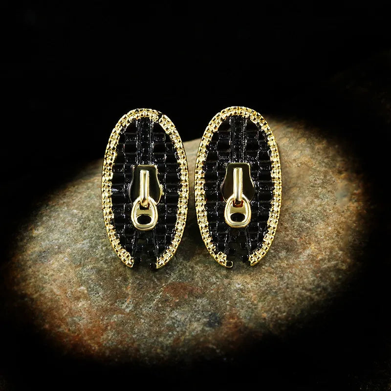 Gothic Style Retro Earring Zipper Shape Stud Earrings Ethnic Jewelry