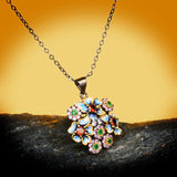 Flower Pendant Necklace with Zircon Stone Choker Chain
