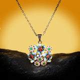 Flower Pendant Necklace with Zircon Stone Choker Chain