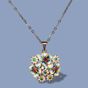 Flower Pendant Necklace with Zircon Stone Choker Chain
