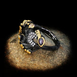 Vintage Gothic Amethyst Tungsten Wedding Party Rings
