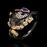 Vintage Gothic Amethyst Tungsten Wedding Party Rings