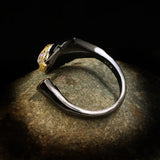 Vintage Gothic Leaf Ring Moonstone Engagement Ring for Women