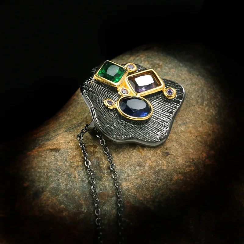 Vintage Geometrical Zircon Necklace Gothic Jewelry