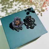 Camellia Flower Earrings Zircon Ear Studs