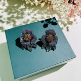 Camellia Flower Earrings Zircon Ear Studs