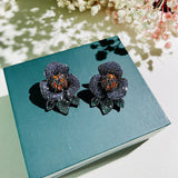 Camellia Flower Earrings Zircon Ear Studs