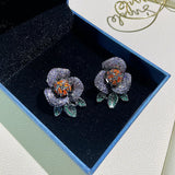 Camellia Flower Earrings Zircon Ear Studs