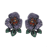 Camellia Flower Earrings Zircon Ear Studs