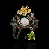 Flower Filled Opal Zircon Wedding Ring for Women