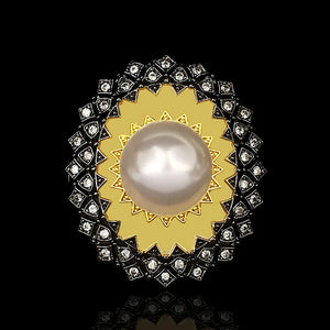 Freshwater Pearls Ring Sun Flower Wedding Party Rings for Women
