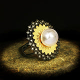Freshwater Pearls Ring Sun Flower Wedding Party Rings for Women