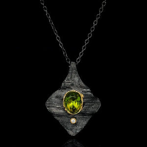Vintage Choker Peridot Zircon Pendant Necklace for Women