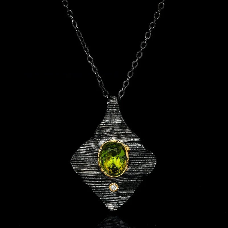 Vintage Choker Peridot Zircon Pendant Necklace for Women