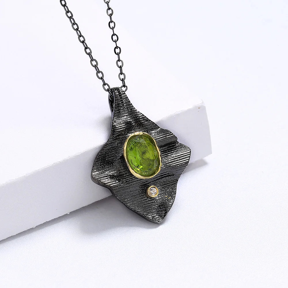 Vintage Choker Peridot Zircon Pendant Necklace for Women