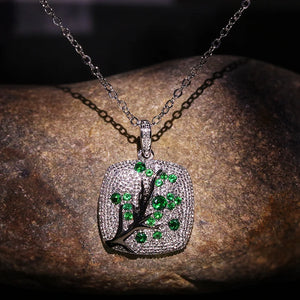 Tree Branches Pendant Necklace Cubic Zirconia Sweater Necklace