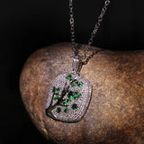 Tree Branches Pendant Necklace Cubic Zirconia Sweater Necklace