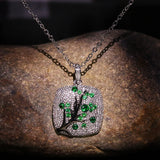 Tree Branches Pendant Necklace Cubic Zirconia Sweater Necklace