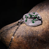 Tree Branches Pendant Necklace Cubic Zirconia Sweater Necklace