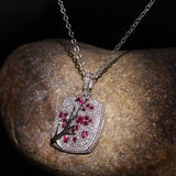Tree Branches Pendant Necklace Cubic Zirconia Sweater Necklace