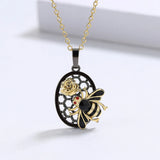 Bee Pendant Necklace Yellow Women Charms Animals Jewelry