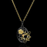 Bee Pendant Necklace Yellow Women Charms Animals Jewelry
