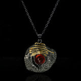 Red Zircon Crystal Pendant Choker Necklace with Chain