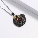 Red Zircon Crystal Pendant Choker Necklace with Chain