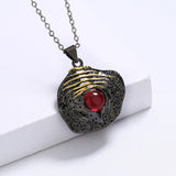 Red Zircon Crystal Pendant Choker Necklace with Chain