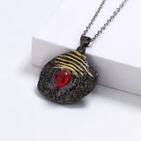 Red Zircon Crystal Pendant Choker Necklace with Chain