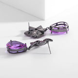 Exag Retro Amethyst Flower Drop Earrings Wedding Jewelry