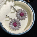 Sun Flower CZ Drop Earrings for Women