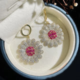Sun Flower CZ Drop Earrings for Women