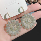 Sun Flower CZ Drop Earrings for Women