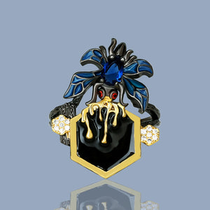 Exaggerated Bee Insect Ladies Ring Enamel Jewelry