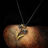 Temperament Jewelry Vintage Branch Flower Two-tone Necklace Amethyst Pendant Nec