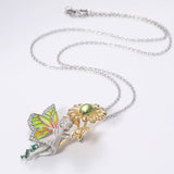 Fairy Elves Pendant Necklace Women Charms Sweater Choker Crystal Gift
