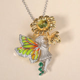 Fairy Elves Pendant Necklace Women Charms Sweater Choker Crystal Gift