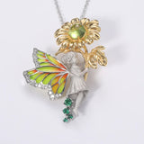 Fairy Elves Pendant Necklace Women Charms Sweater Choker Crystal Gift