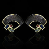 Vintage Punk Style Fan Shape Zircon Stud Earrings